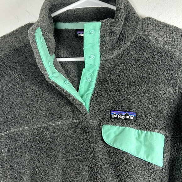Patagonia Women's Grey Blue Jacket Tool Snap T Fleece Pullover- Size Medium - Picture 6 of 9